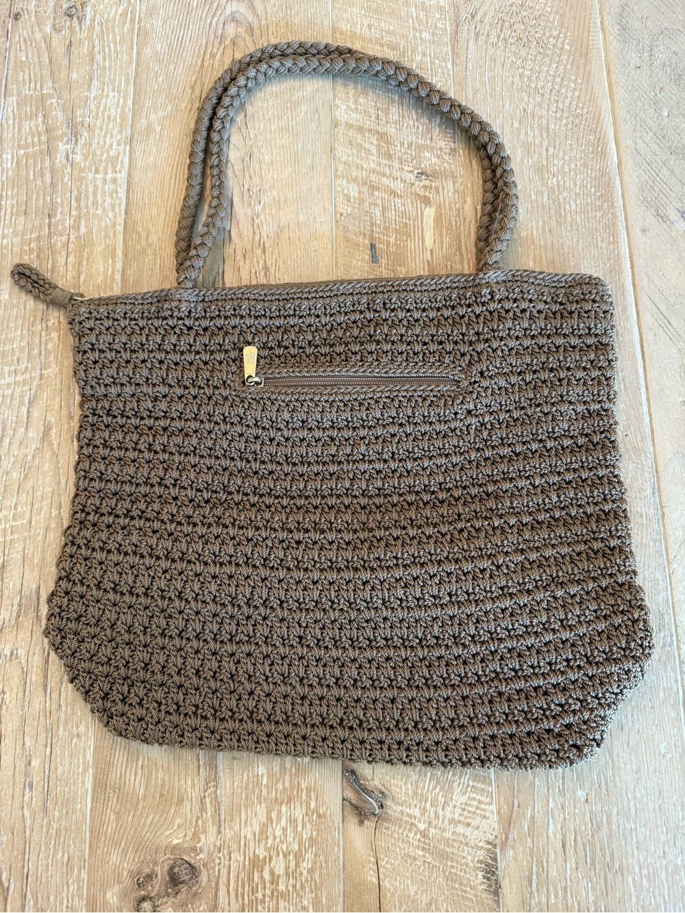 The SAK Handwoven Tan Crochet Tote Bag